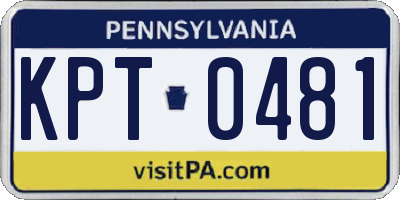 PA license plate KPT0481