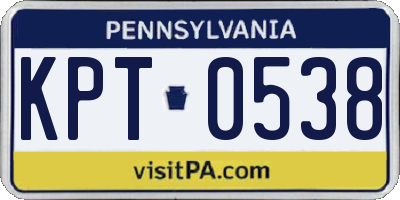 PA license plate KPT0538