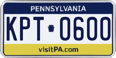 PA license plate KPT0600