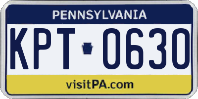 PA license plate KPT0630