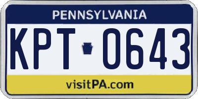 PA license plate KPT0643