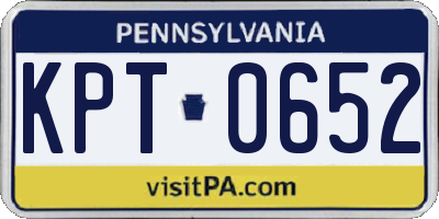 PA license plate KPT0652