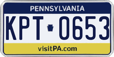 PA license plate KPT0653