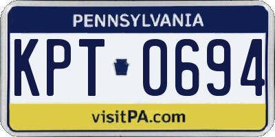 PA license plate KPT0694