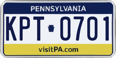 PA license plate KPT0701
