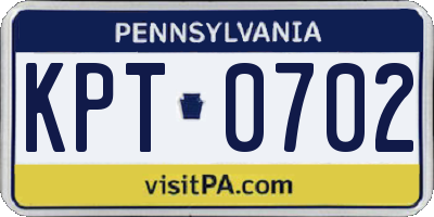PA license plate KPT0702