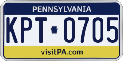 PA license plate KPT0705