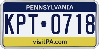 PA license plate KPT0718