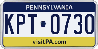 PA license plate KPT0730