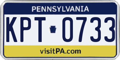 PA license plate KPT0733