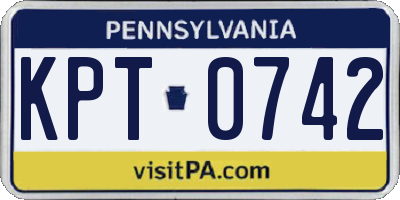 PA license plate KPT0742