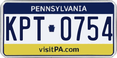 PA license plate KPT0754