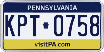 PA license plate KPT0758