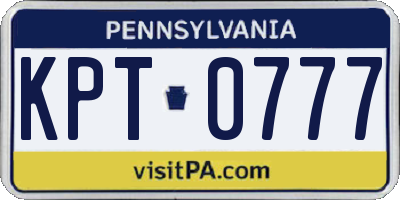 PA license plate KPT0777