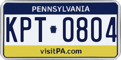 PA license plate KPT0804