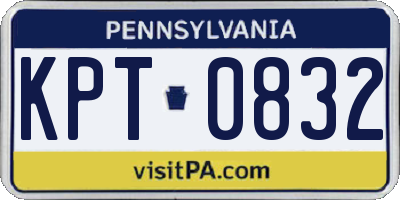 PA license plate KPT0832