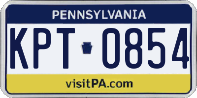 PA license plate KPT0854
