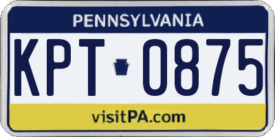 PA license plate KPT0875