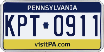 PA license plate KPT0911