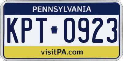 PA license plate KPT0923