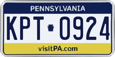 PA license plate KPT0924