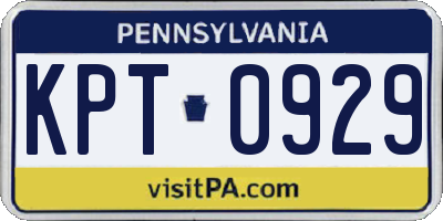 PA license plate KPT0929