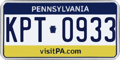 PA license plate KPT0933