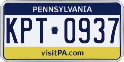 PA license plate KPT0937