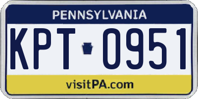 PA license plate KPT0951