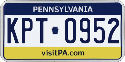 PA license plate KPT0952