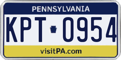 PA license plate KPT0954