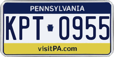 PA license plate KPT0955