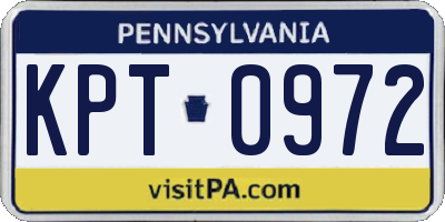 PA license plate KPT0972