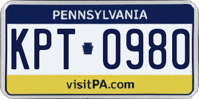 PA license plate KPT0980