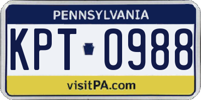 PA license plate KPT0988