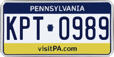 PA license plate KPT0989
