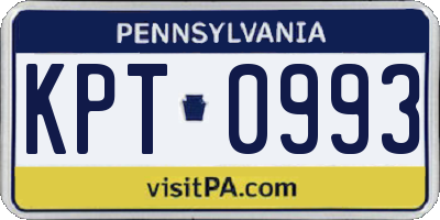 PA license plate KPT0993