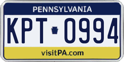 PA license plate KPT0994