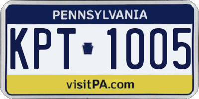PA license plate KPT1005