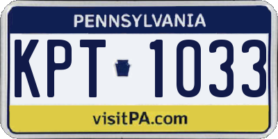 PA license plate KPT1033