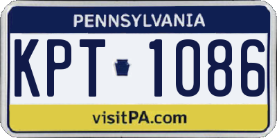 PA license plate KPT1086