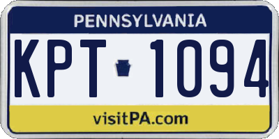 PA license plate KPT1094