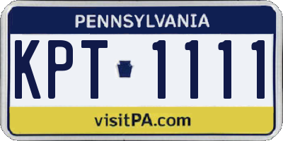 PA license plate KPT1111