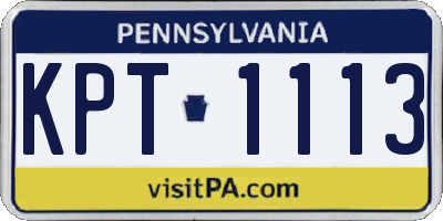 PA license plate KPT1113