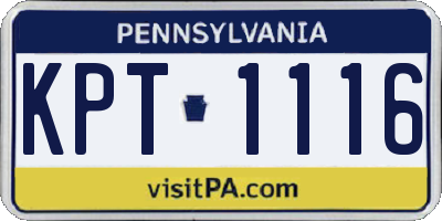 PA license plate KPT1116