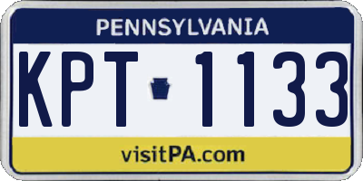 PA license plate KPT1133