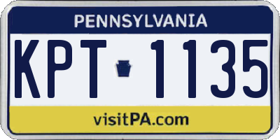PA license plate KPT1135
