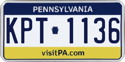 PA license plate KPT1136
