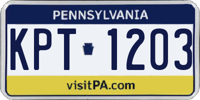 PA license plate KPT1203