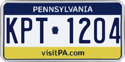 PA license plate KPT1204
